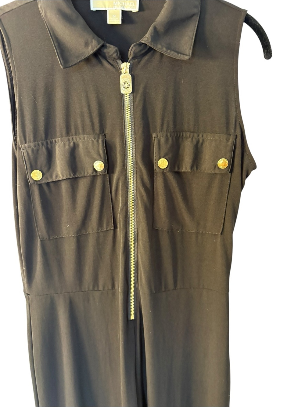 Michael Kors Black Sleeveless Zip-Front Jumpsuit with Chest Pockets - Picture 4 of 8
